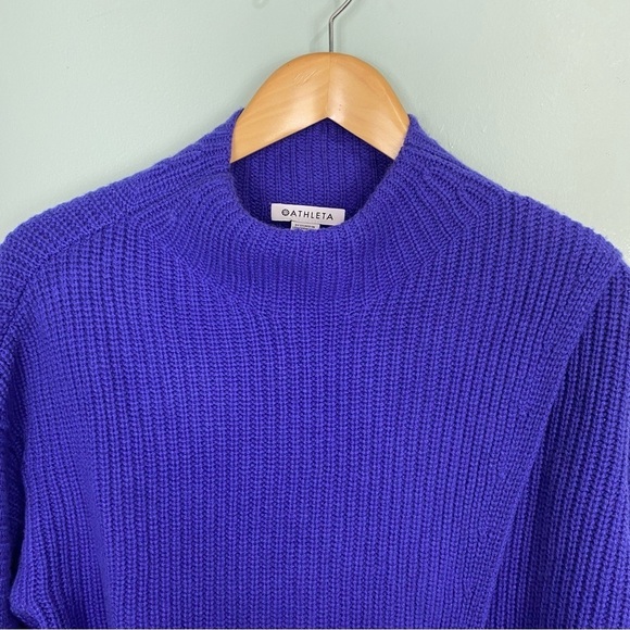 Athleta Azaela Sweater Knit Purple Blue Sz S Wool Cashmere‎ Blend Chunky 466769 - Picture 4 of 8